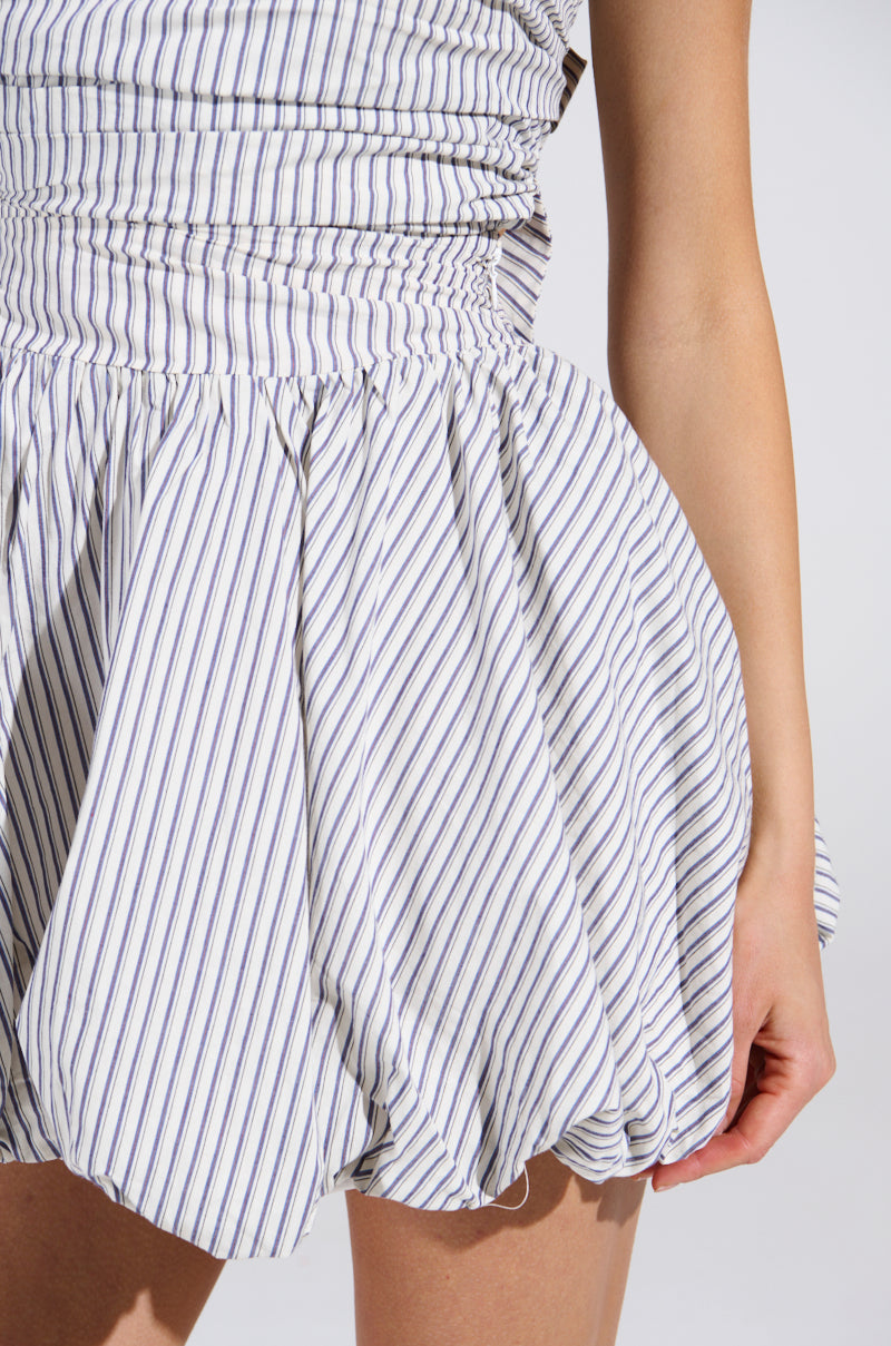 A STROLL DOWN SOHO PINSTRIPED MINI DRESS