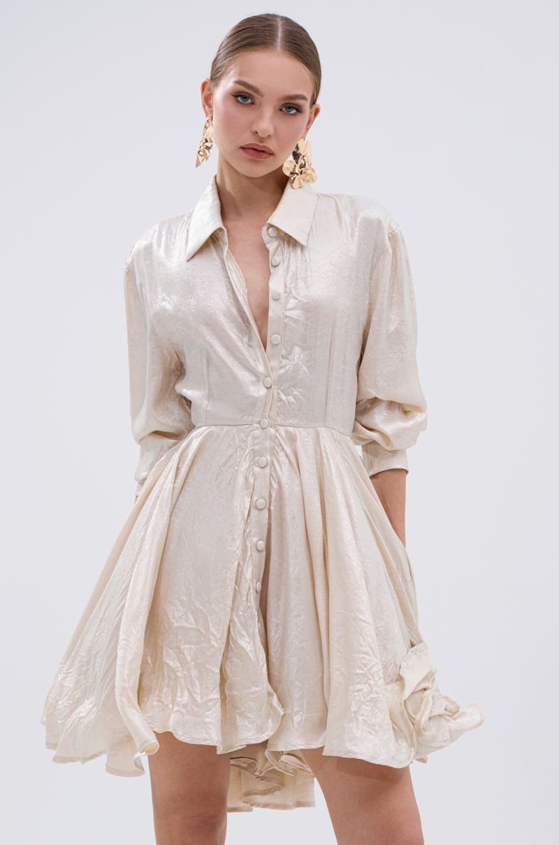 THE IT GIRL IVORY METALLIC MINI DRESS