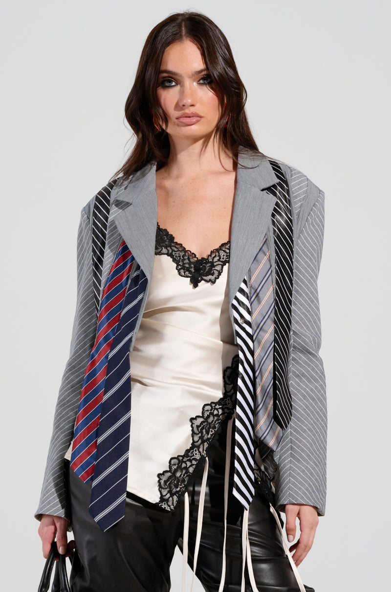 STRICTLY BUSINESS TIE DETAIL BLAZER