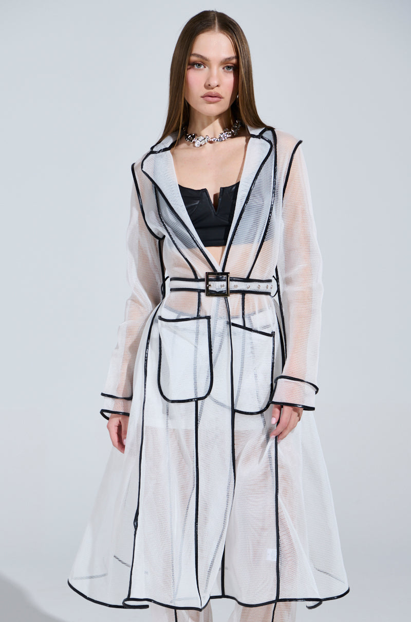 ONE TO WATCH MESH TRENCH IN WHITE