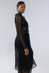 ONE TO WATCH MESH TRENCH IN BLACK