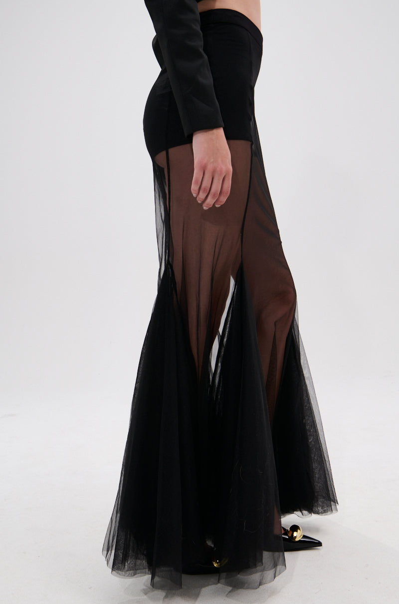 CHLOE MESH FLARE MAXI SKIRT