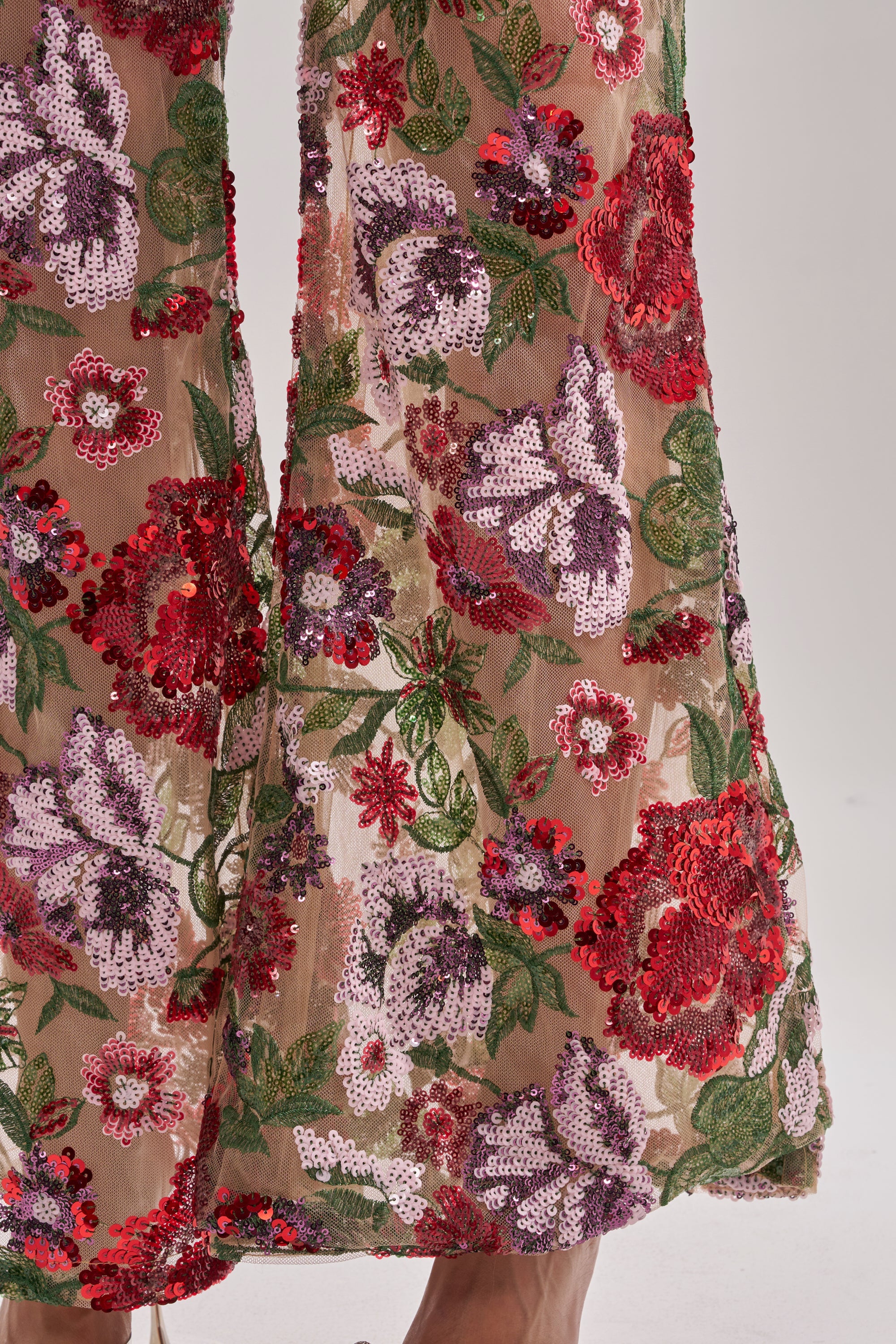 ENCHANTED GARDEN FLORAL EMBROIDERED TULLE PANT