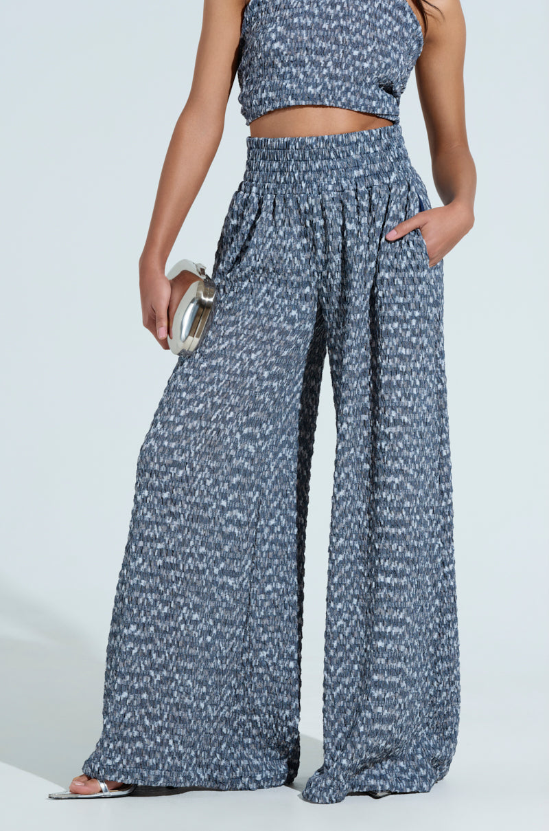 MULTI TEXTURED WIDE LEG PALAZZO PANT