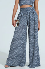 MULTI TEXTURED WIDE LEG PALAZZO PANT