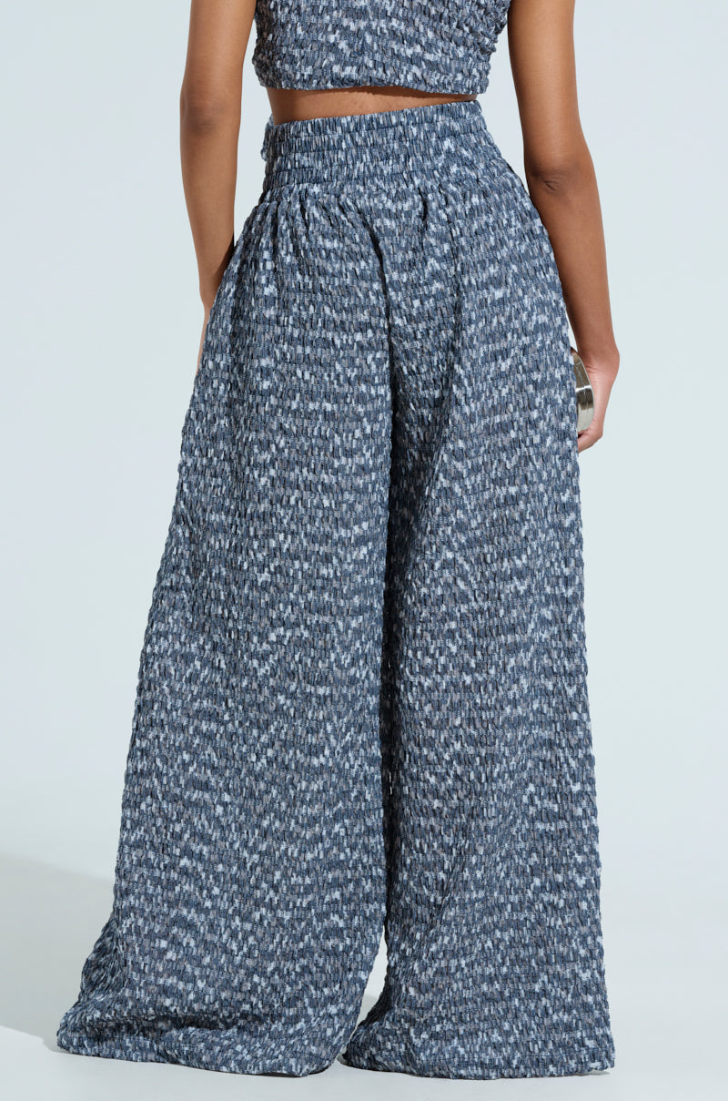 MULTI TEXTURED WIDE LEG PALAZZO PANT