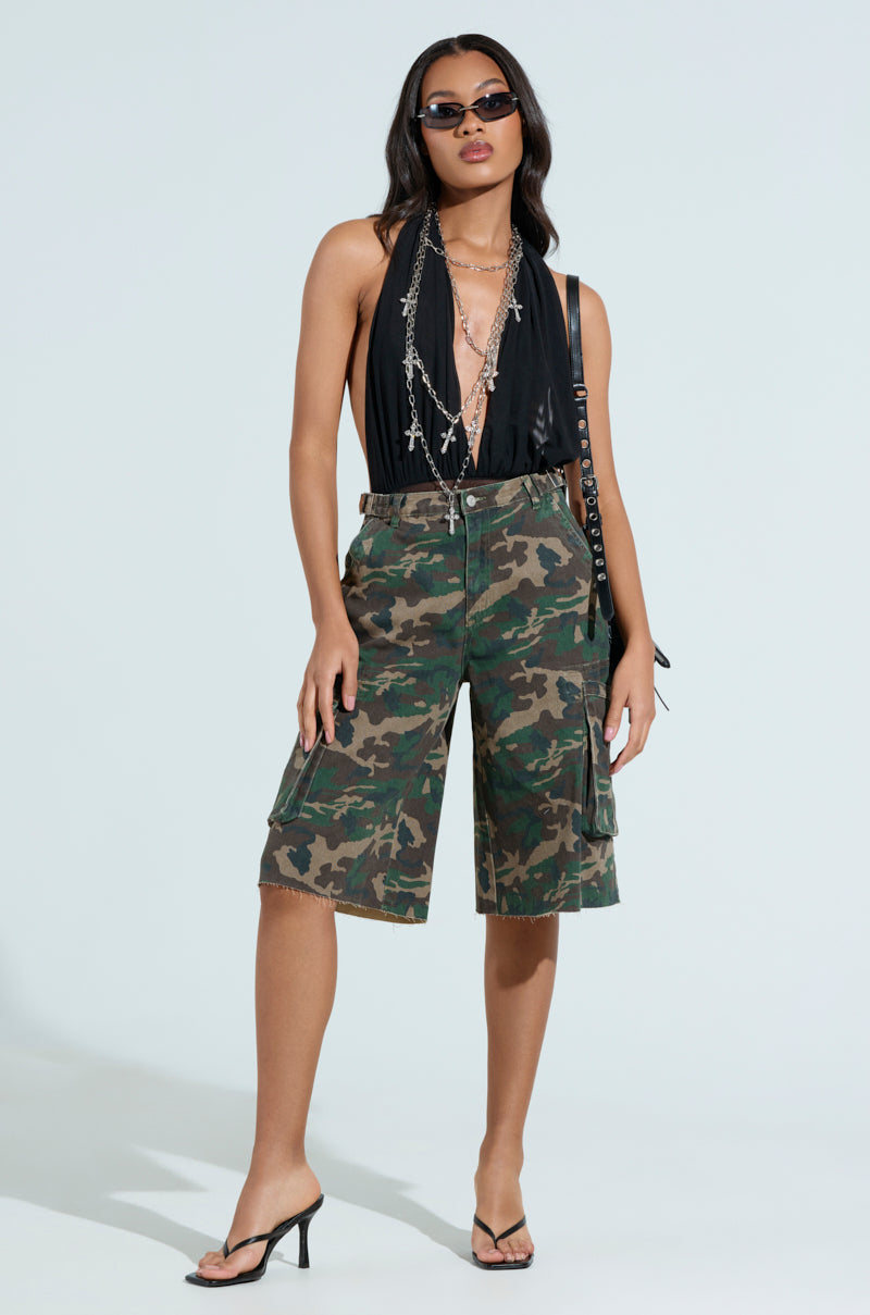 DOWN AND DIRTY CAMO BERMUDA SHORT