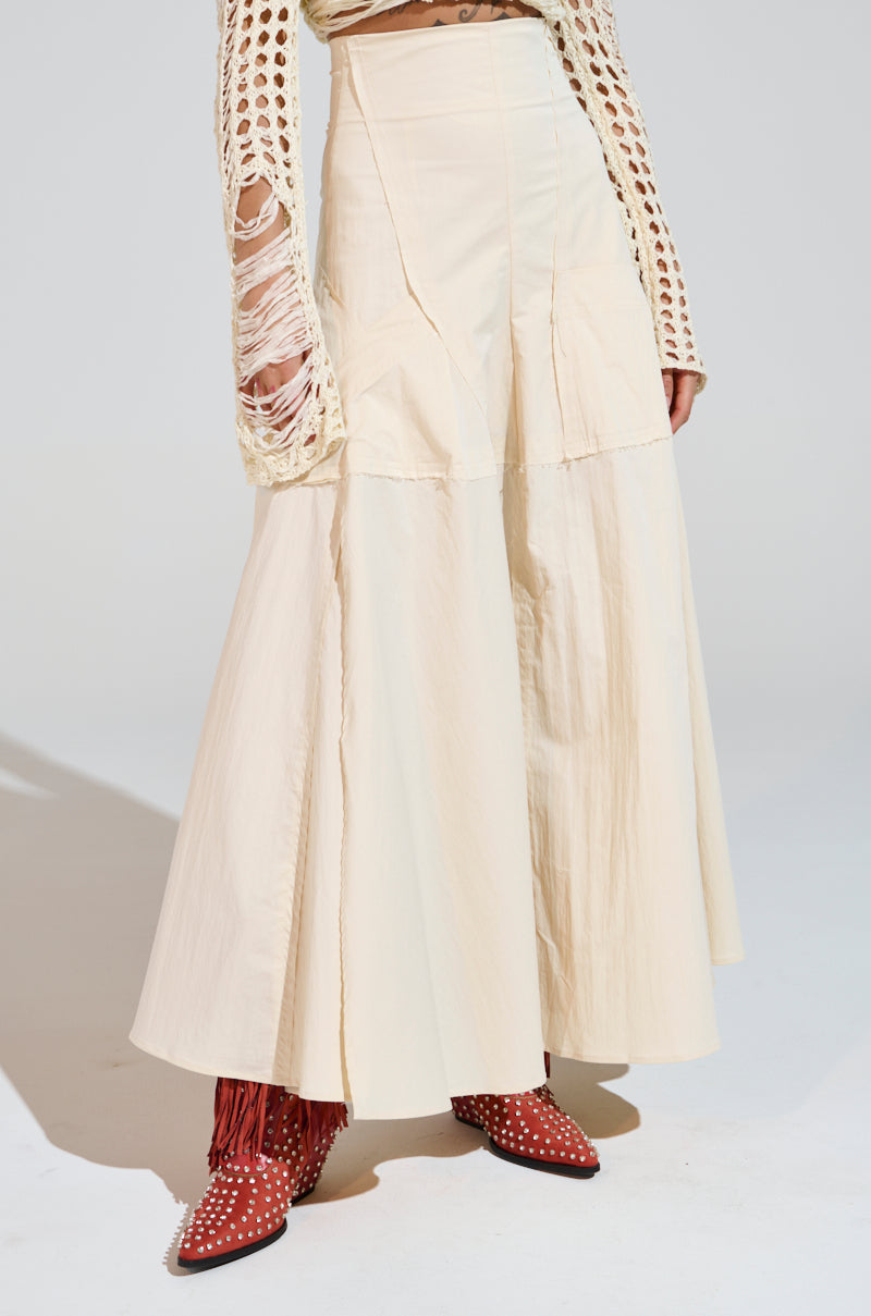 CLAIRE EXPOSED SEAMS MIDI SKIRT