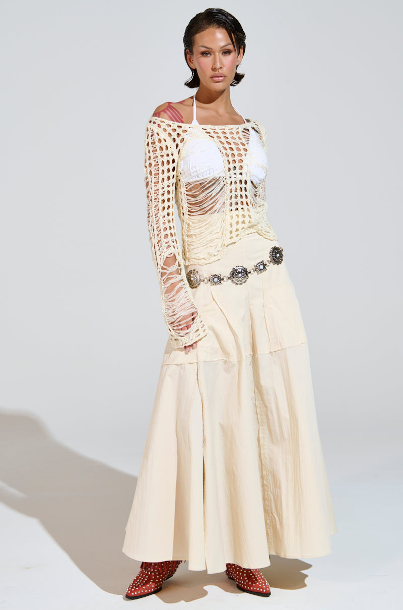 CLAIRE EXPOSED SEAMS MIDI SKIRT