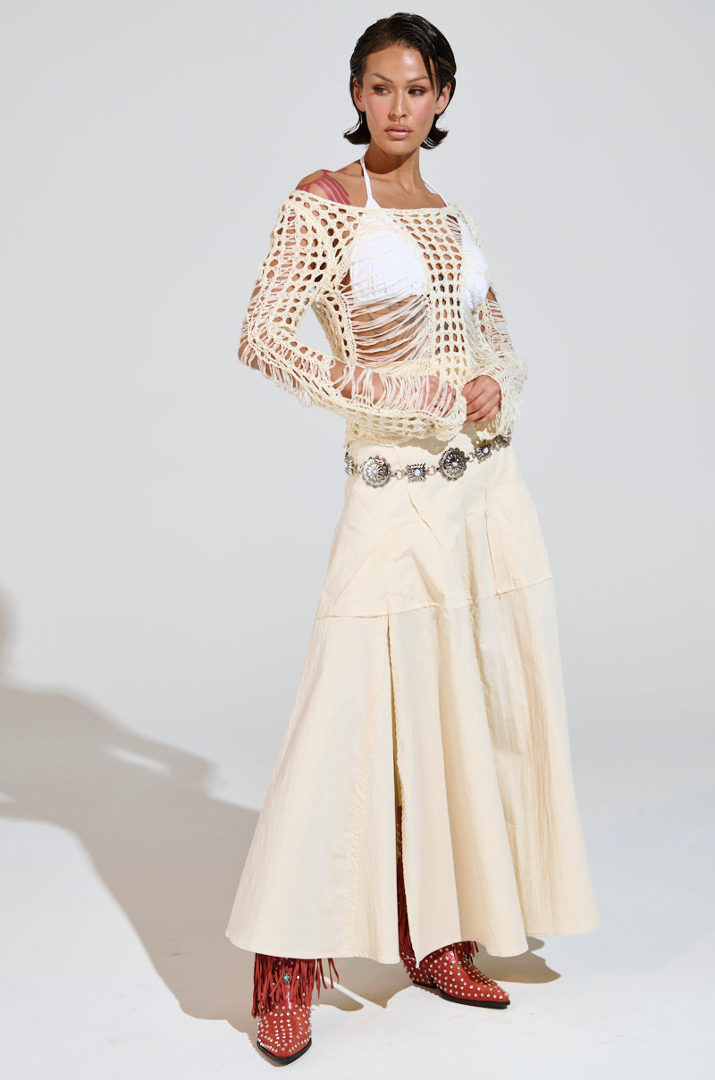 CLAIRE EXPOSED SEAMS MIDI SKIRT