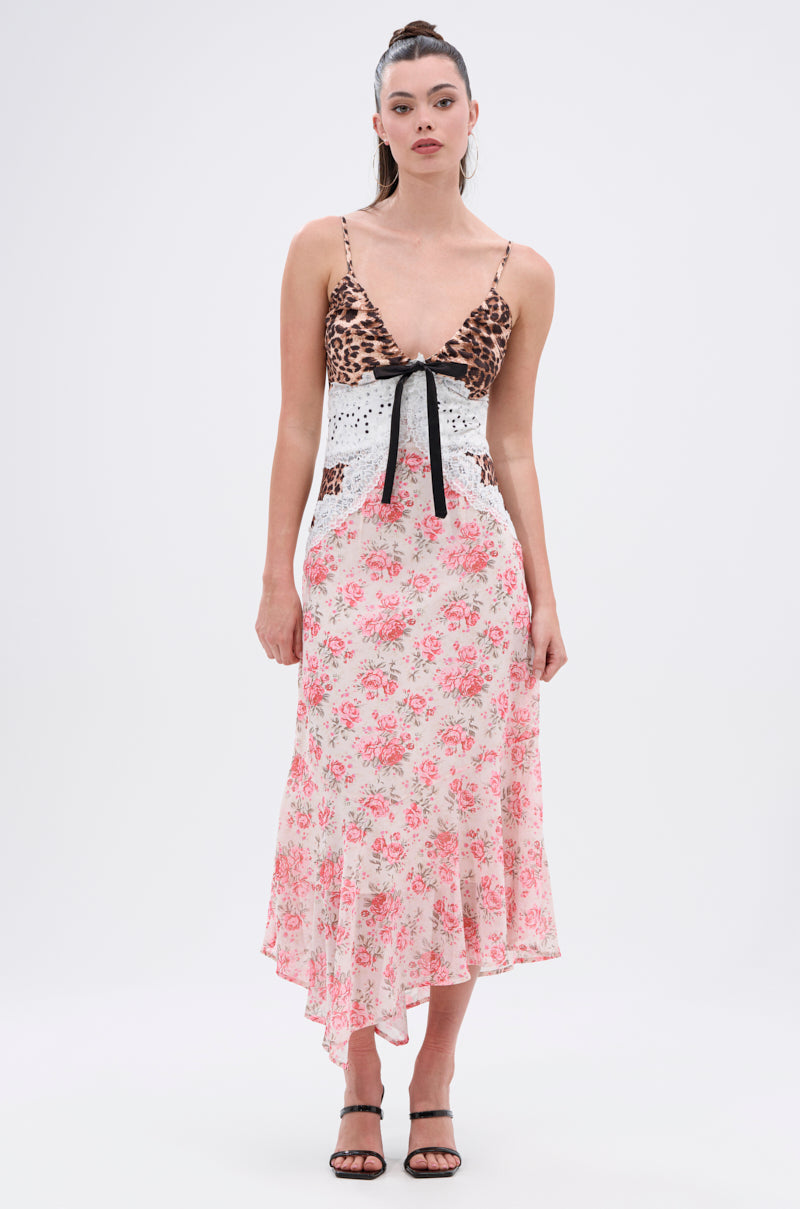 CARRIE CODED SATIN MIDI DRESS