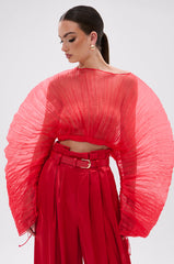FORTUNE'S FAVORITE ORGANZA CROP TOP IN RED