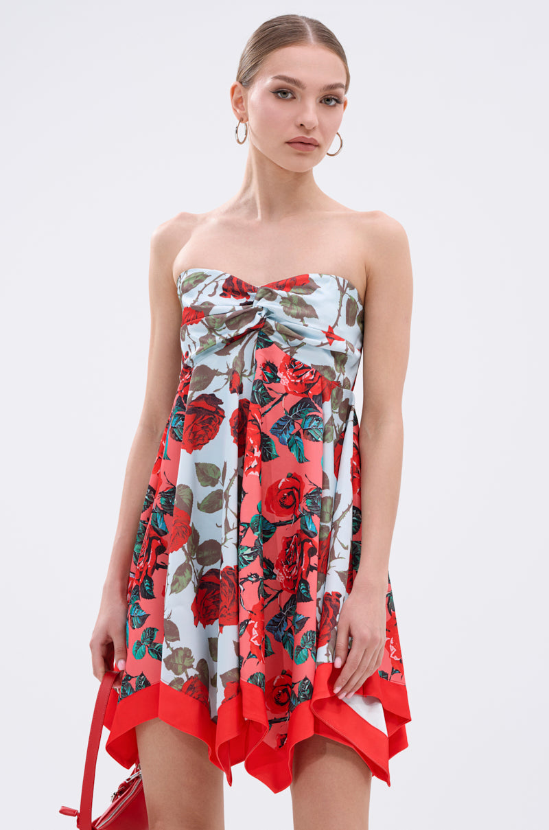 ON VACAY PRINTED SATIN MINI DRESS