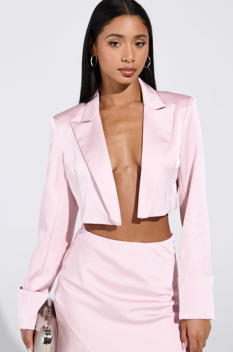 SOFIA CROPPED SATIN BLAZER