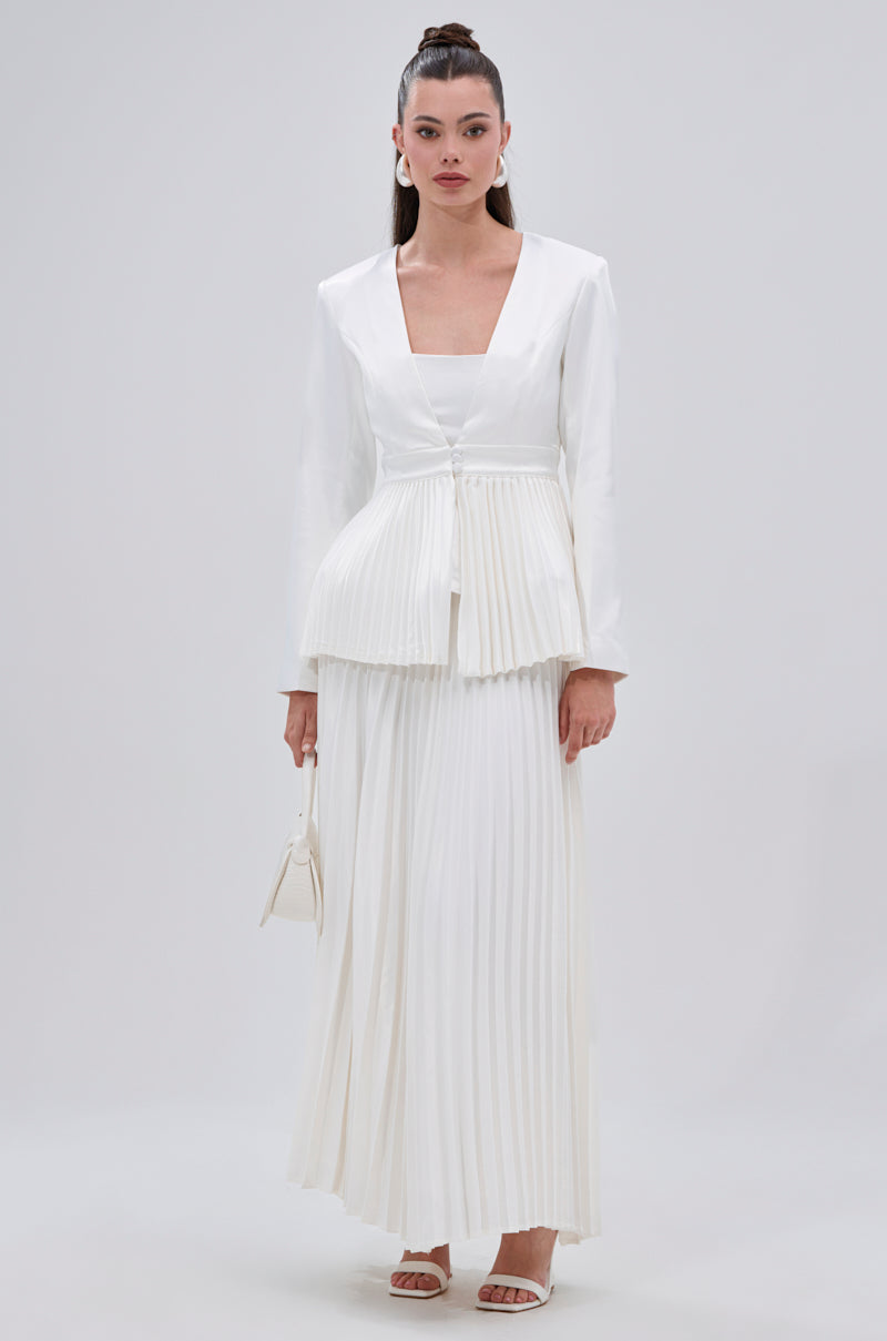 SWEET THING PLEATED SATIN MAXI SKIRT
