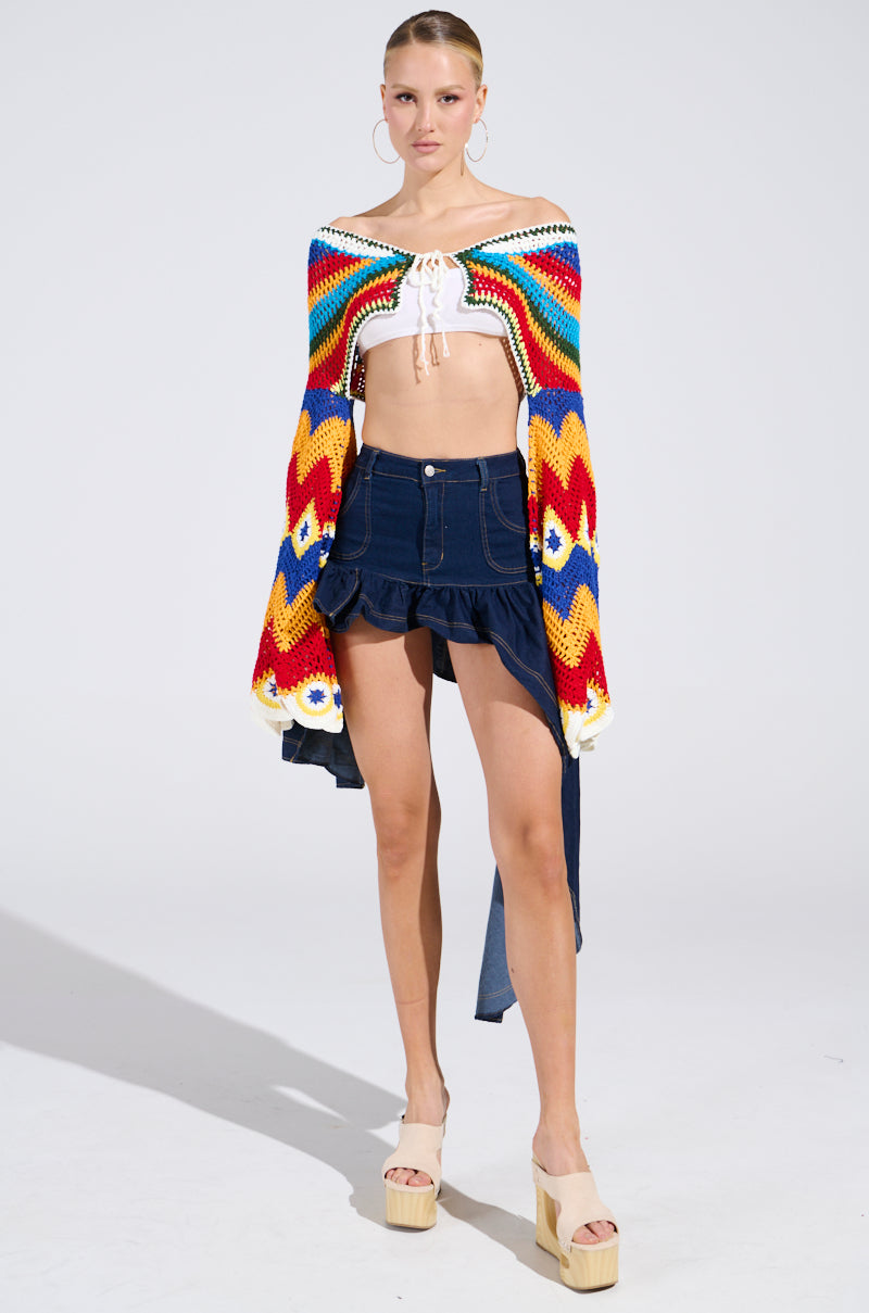 COME DANCE HIGH LOW DENIM SKIRT