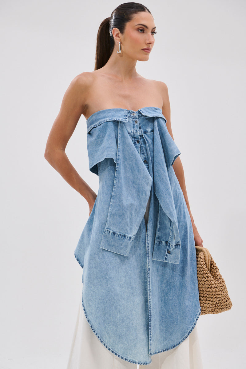 CRAZY FOR YOU DENIM BLOUSE