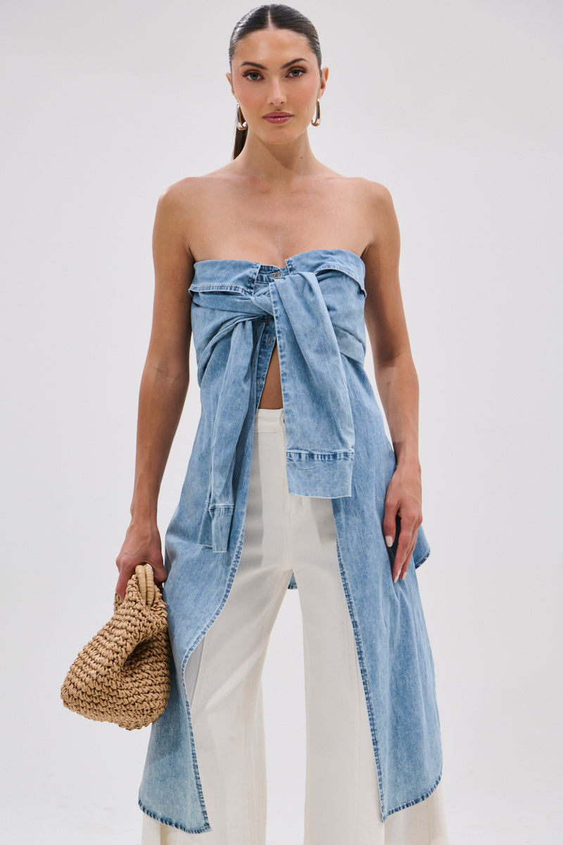 CRAZY FOR YOU DENIM BLOUSE