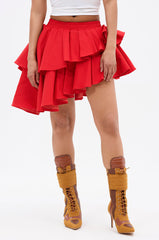 RUBY RED MINI PLEATED SKIRT