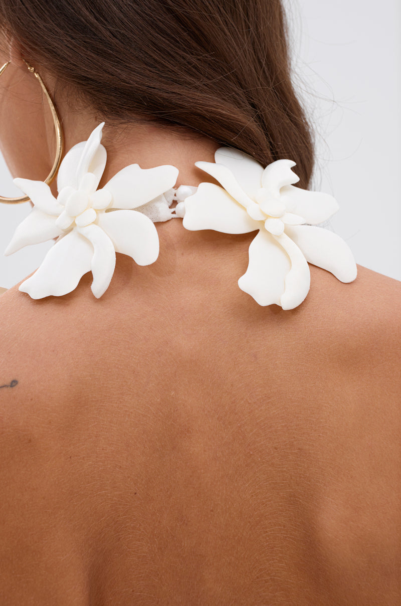 ASHLEY FLORAL MINI DRESS IN WHITE