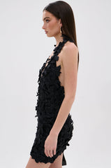 ASHLEY FLORAL MINI DRESS IN BLACK