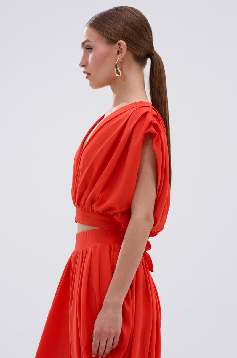 READY TO DANCE SLINKY BLOUSE IN ORANGE