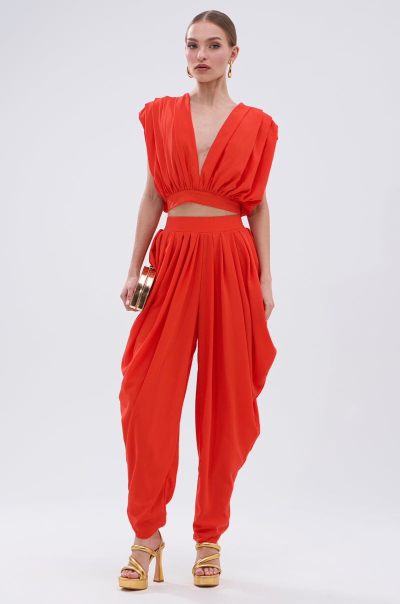 READY TO DANCE SLINKY BLOUSE IN ORANGE