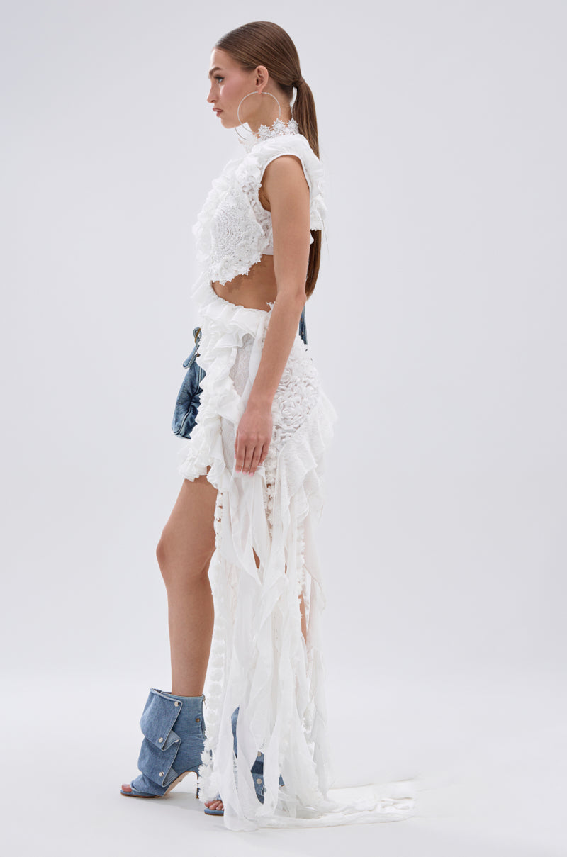 JUST A FEELING RUFFLE MINI DRESS