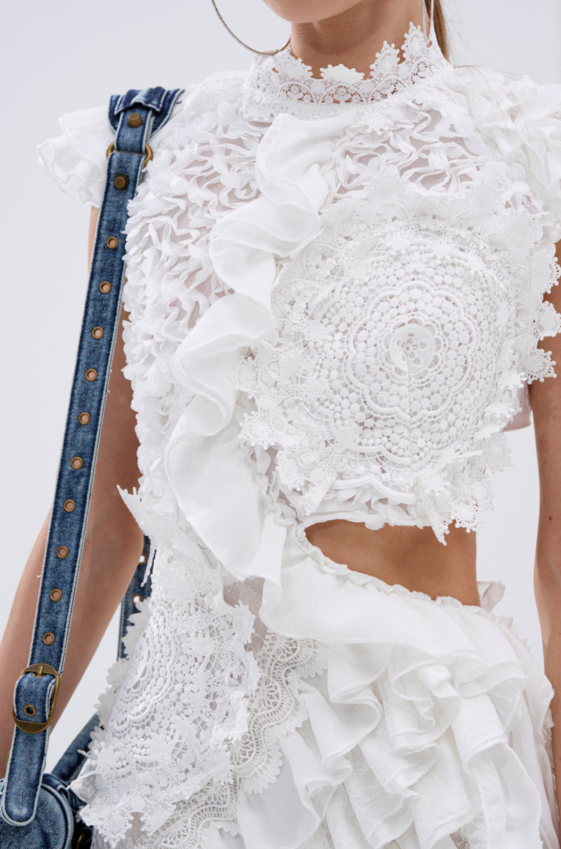 JUST A FEELING RUFFLE MINI DRESS