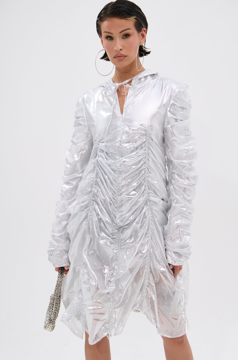WAYS TO GO METALLIC ADJUSTABLE DRESS IN WHITE