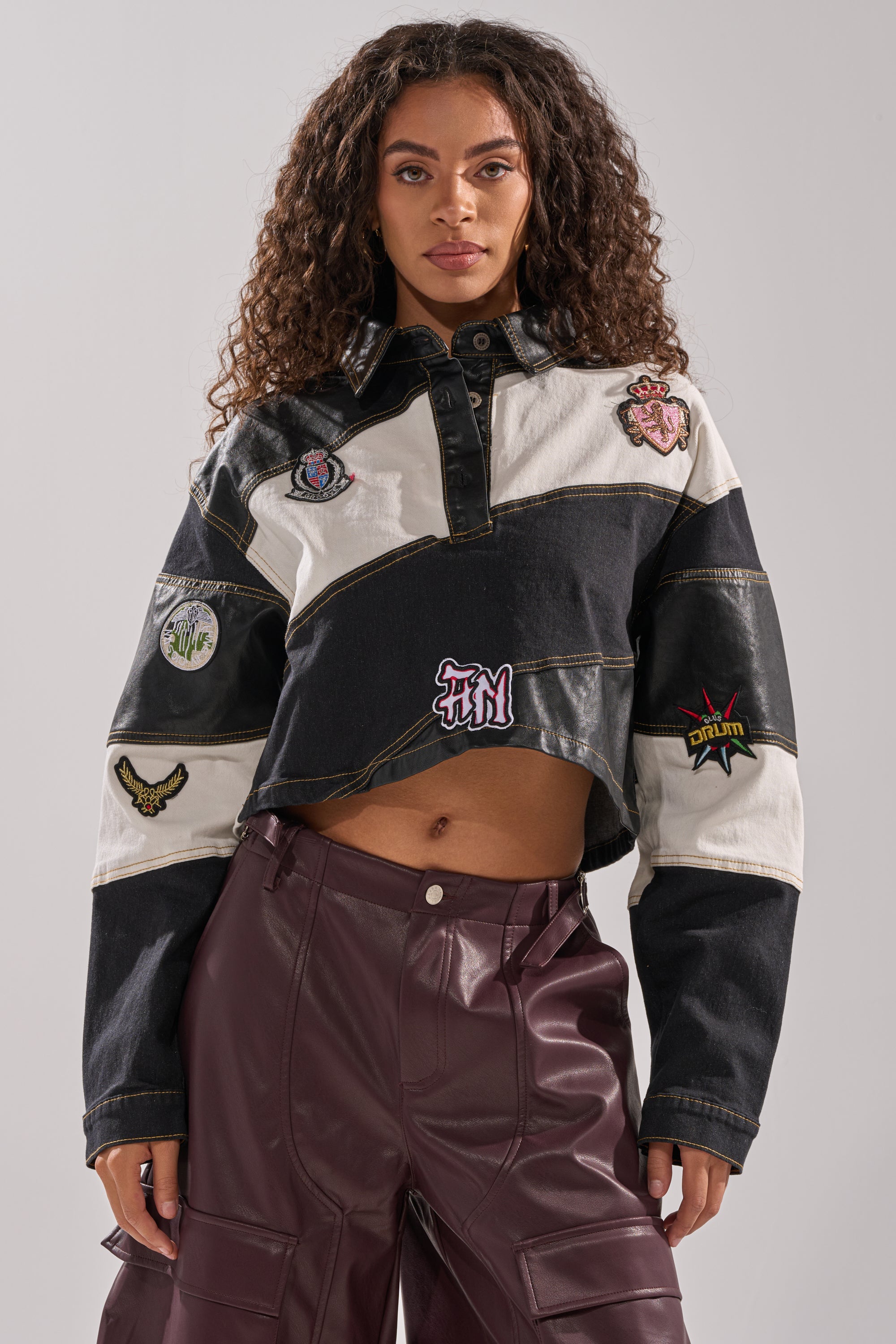 GUESS WHAT STRIPE COLLARED BLOUSE