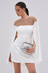 LILA SATIN MINI DRESS WITH RHINESTONES