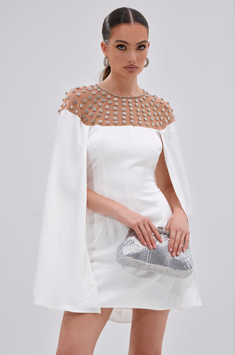 LILA SATIN MINI DRESS WITH RHINESTONES