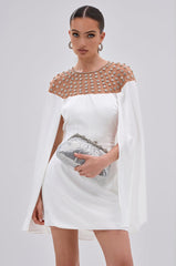 LILA SATIN MINI DRESS WITH RHINESTONES