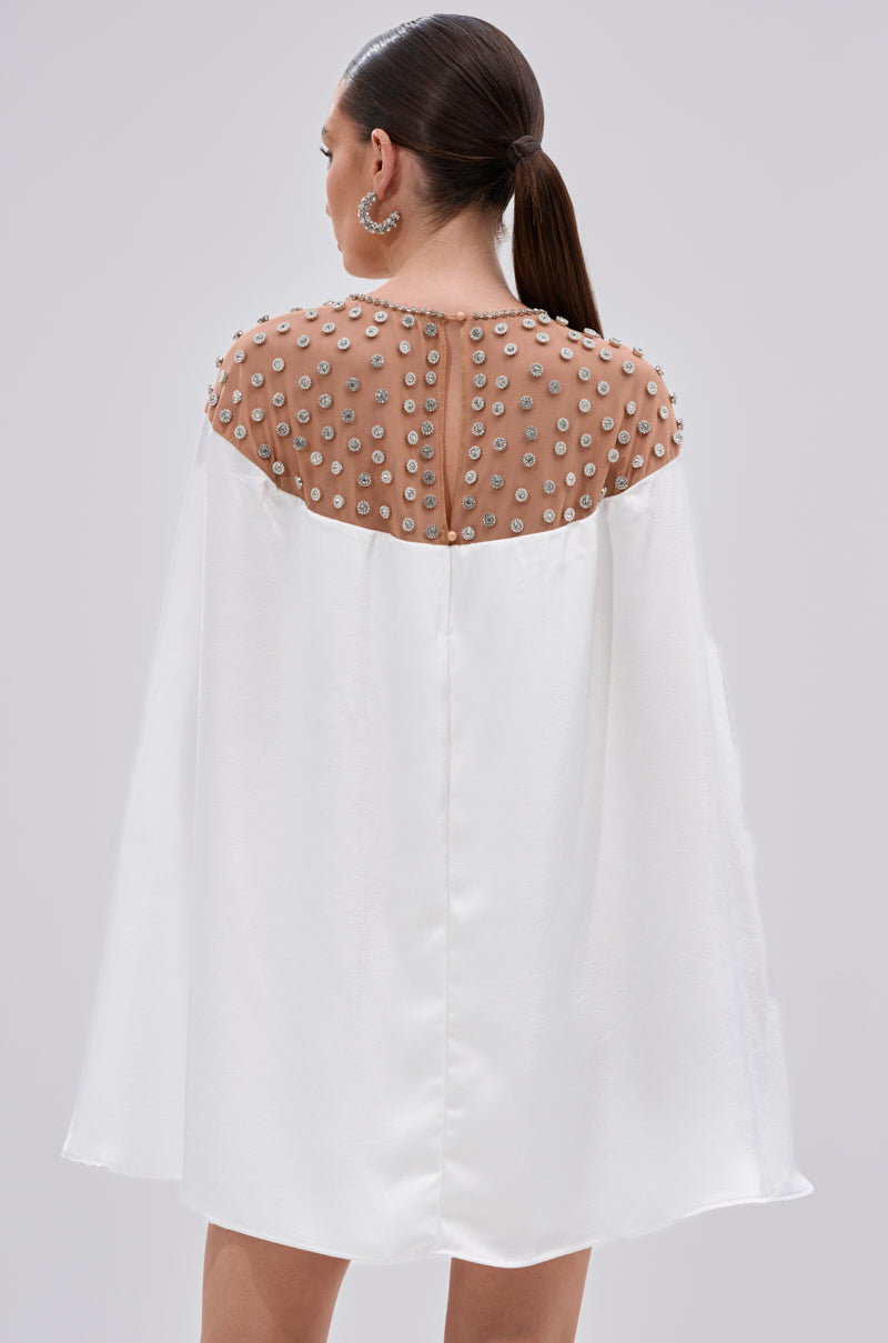 LILA SATIN MINI DRESS WITH RHINESTONES