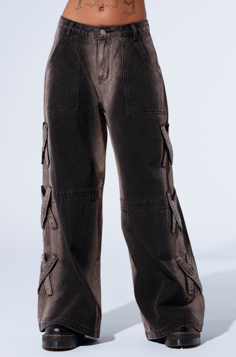 X ON MY HEART WIDE LEG DENIM PANT IN GREY