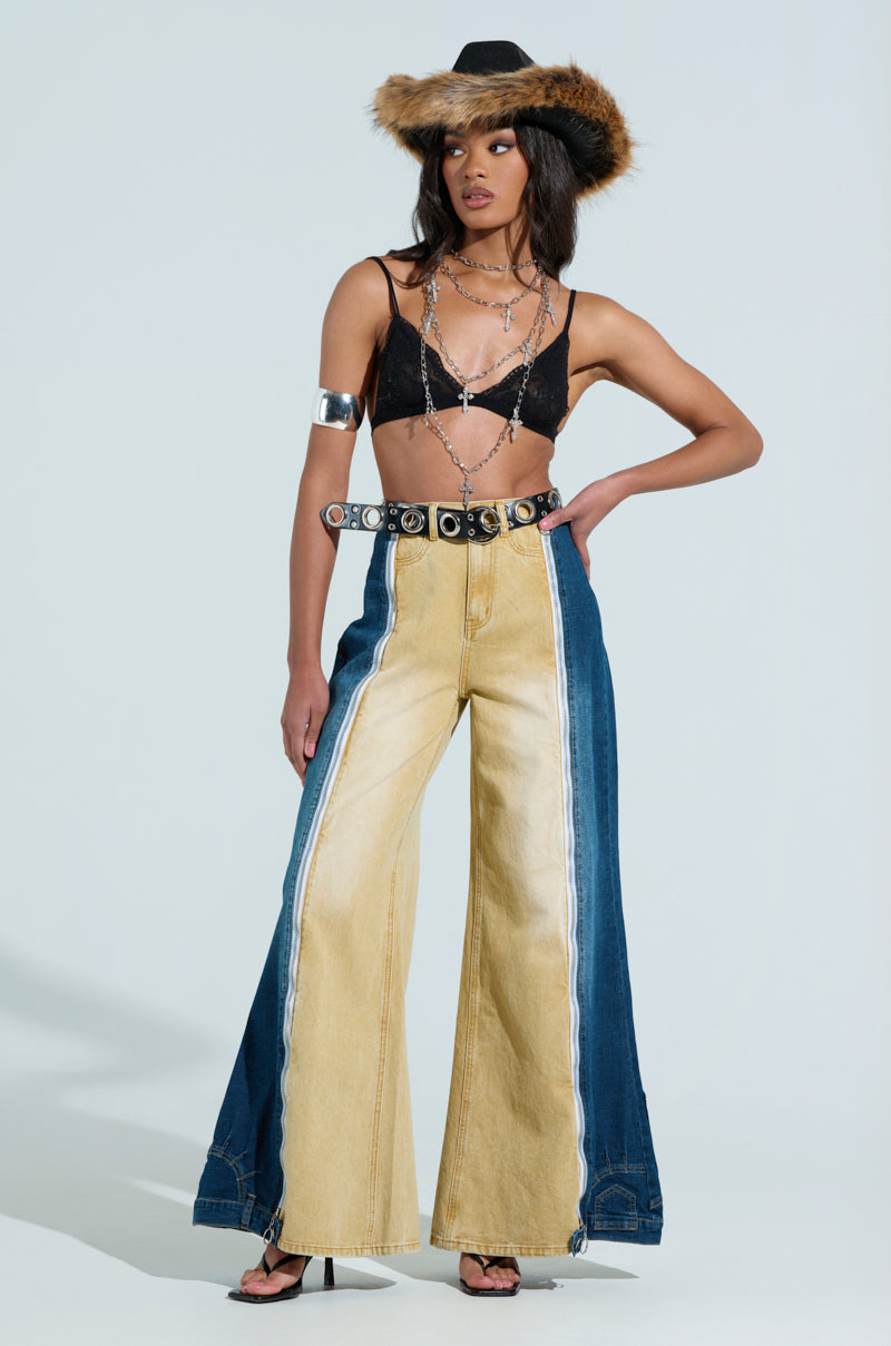 SHE CAN DO BOTH MIXED MEDIA DENIM JEANS