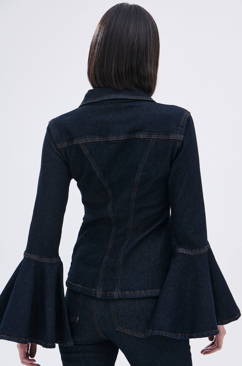 LIVIN' EXTRA FLARE SLEEVE DENIM BUTTON DOWN