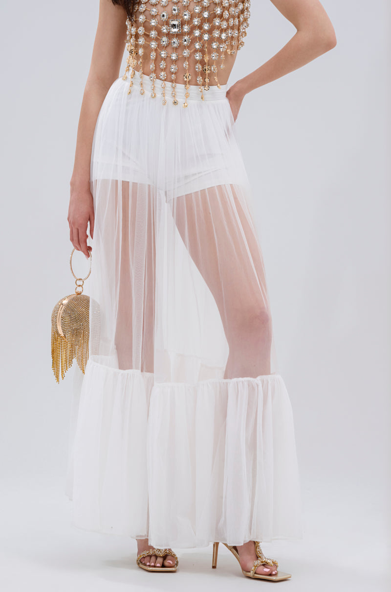 TRY ME MESH MAXI SKIRT IN WHITE