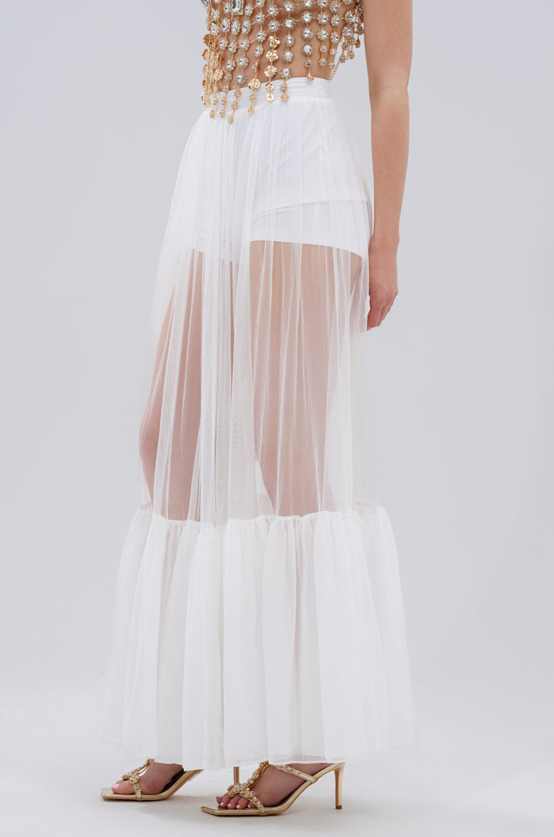 TRY ME MESH MAXI SKIRT IN WHITE