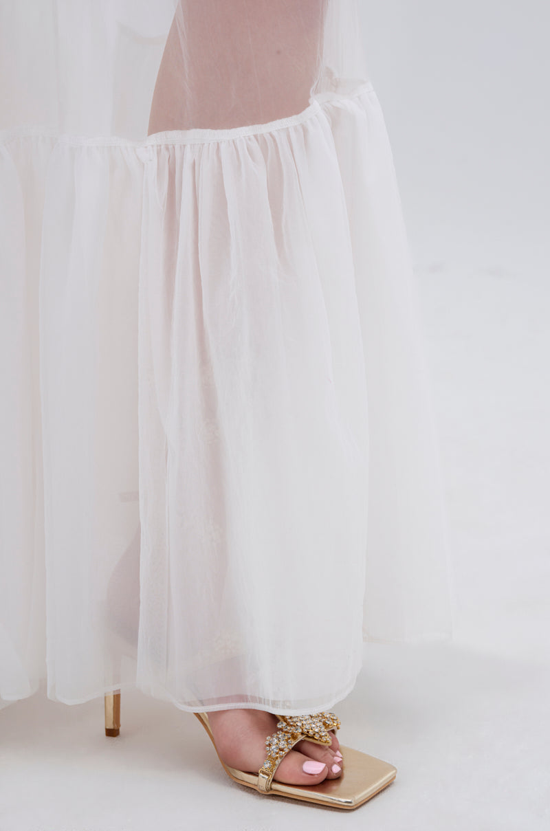 TRY ME MESH MAXI SKIRT IN WHITE