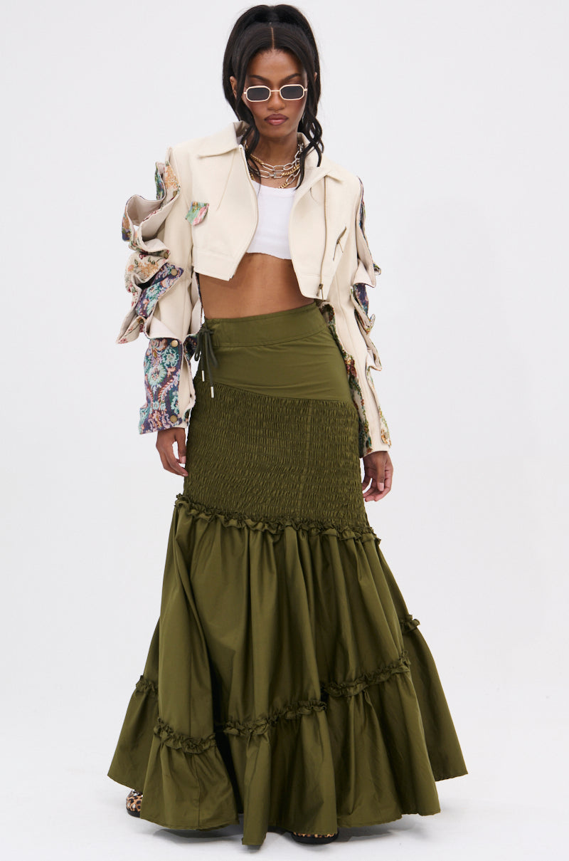 IT ONLY GETS BETTER RUCHED MAXI SKIRT
