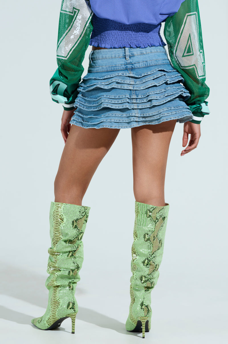 NEED NO MAN DENIM MINI SKIRT