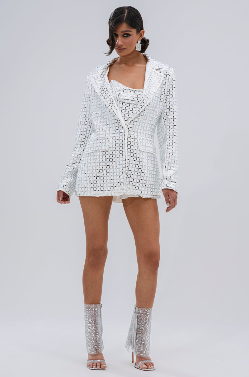 WHITE HOT EMBELLISHED BLAZER