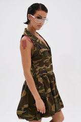 KELLY CAMO DENIM MINI DRESS
