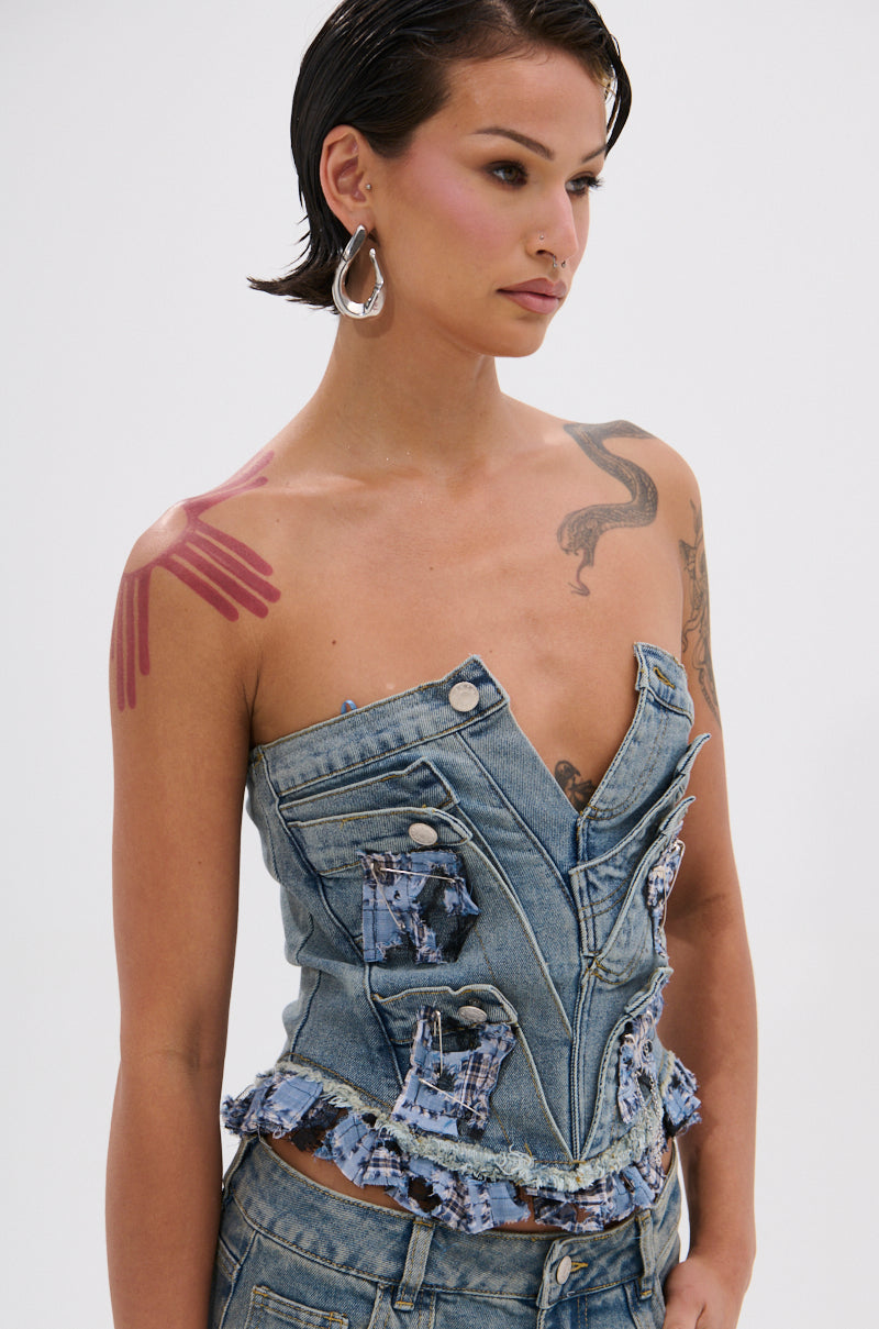 ON POINT PLAID EMBELLISHED CORSET