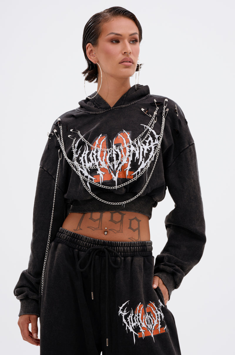 LUCKY ELEVEN CHAIN CROP SWEATSHIRT