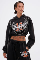 LUCKY ELEVEN CHAIN CROP SWEATSHIRT