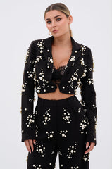OLD FLAME EMBELLISHED BLAZER IN BLACK