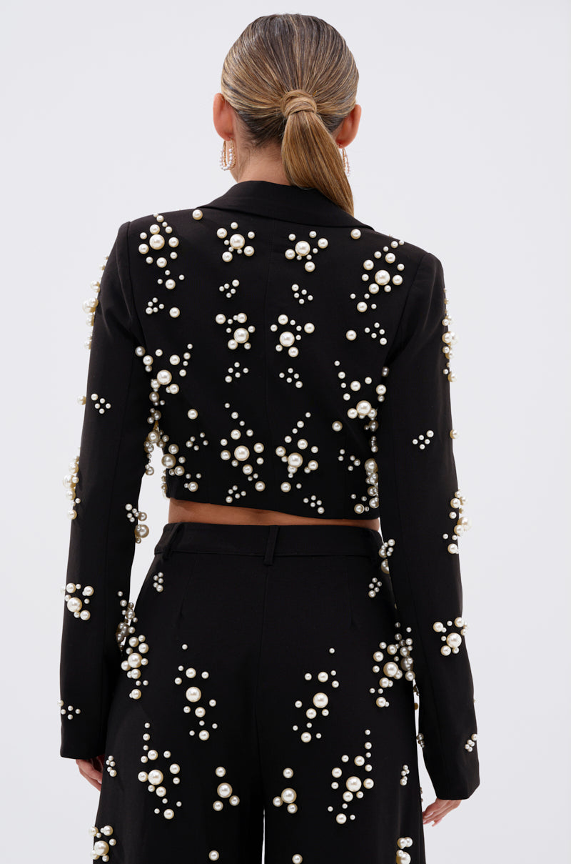 OLD FLAME EMBELLISHED BLAZER IN BLACK